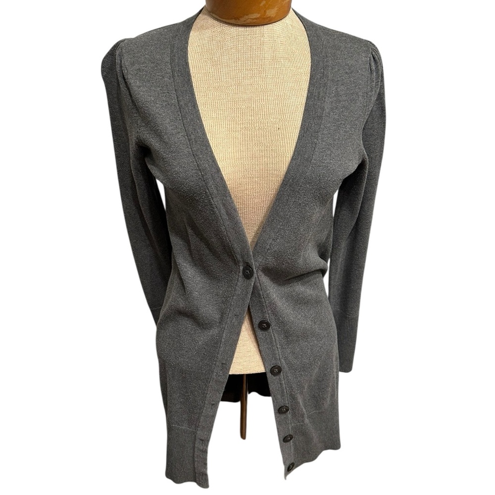 Elle Charcoal Button-Up Cardigan